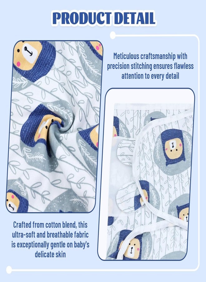 Cinaci 2 Pack Adjustable Soft Cotton Blend Newborn Baby Receiving Swaddle Blankets Sleep Sacks with Nursery Hats Caps Beanies Bonnets for Baby Girls Boys Newborns Infants - Image 3